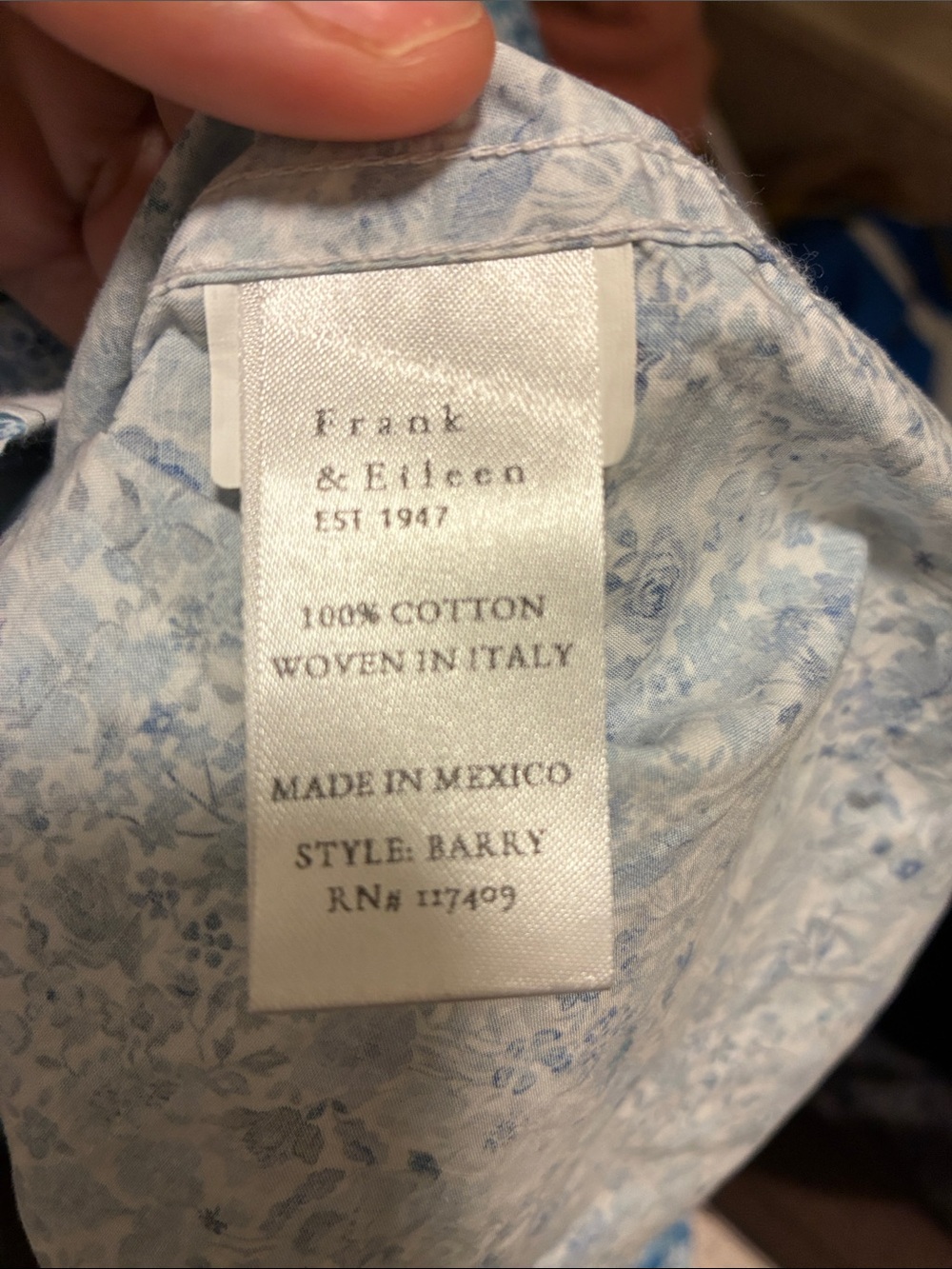 Frank & Eileen Blue Micro-Print Button Down Shirt - Picture 6 of 6